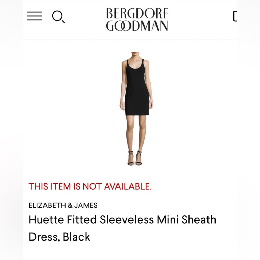 Elizabeth & James Huette Sleeveless Mini Dress in Black, Size 10
